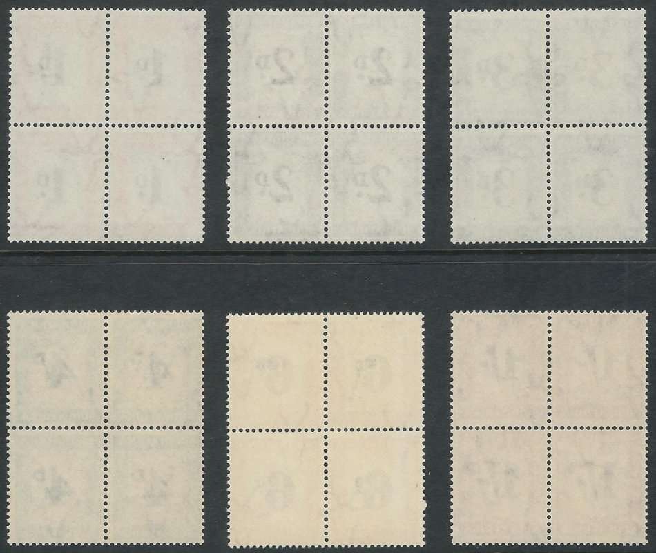 UNION Postage Dues 1950-1958 set in blocks of 4, MNH (SACC 38-43, cv R2600)